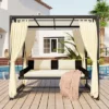 ModernLuxe Patio 3-Seat PE Rattan Swing Bed with Adjustable Curtains 1 ModernLuxe Patio 3-Seat PE Rattan Swing Bed with Adjustable Curtains -Luxe Furniture Sale GUEST 00e5f565 2227 46f0 921d bac9511f6448