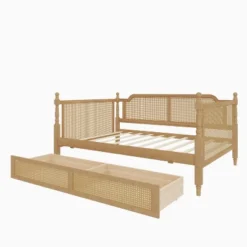 Full/Twin Size Daybed, Rattan Wood Bed Frame With Drawers/ Trundle Bed For Bedroom, Antique Walnut -ModernLuxe 14 Full/Twin Size Daybed, Rattan Wood Bed Frame With Drawers/ Trundle Bed For Bedroom, Antique Walnut -ModernLuxe -Luxe Furniture Sale GUEST 017935d6 d4e5 4a4d 9be9 1b52674d8729