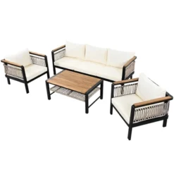 ModernLuxe 4-Piece Outdoor Sectional Sofa Set with Acacia Wood & Coffee Table 26 ModernLuxe 4-Piece Outdoor Sectional Sofa Set with Acacia Wood & Coffee Table -Luxe Furniture Sale GUEST 0191e20a 9ddc 4b55 8128 7539ae488559