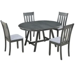 5 PCS Round Wood Extendable Dining Table Set With 4 Dining Chairs-ModernLuxe 18 5 PCS Round Wood Extendable Dining Table Set With 4 Dining Chairs-ModernLuxe -Luxe Furniture Sale GUEST 01ce7566 5129 4017 b87a e2be86d7fdf9