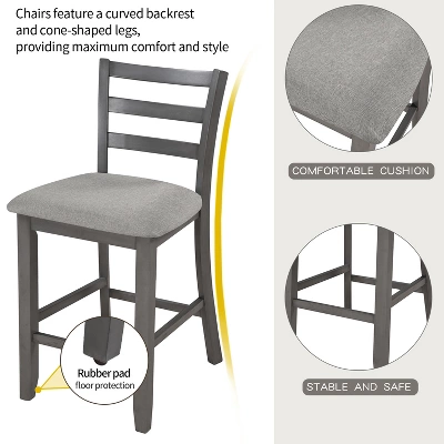 ModernLuxe 5-Piece Wooden Dining Set with Storage Shelves & Padded Chairs 8 ModernLuxe 5-Piece Wooden Dining Set with Storage Shelves & Padded Chairs - Image 6