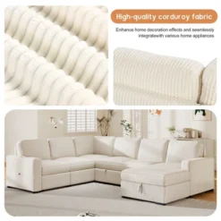 U-Shaped Modular Sofa With Storage Lounge Chair, 6-Seater Oversized Sofa With USB Interface - ModernLuxe -Luxe Furniture Sale GUEST 028eaf24 39e8 49d0 b4a5 fefc0e75089b