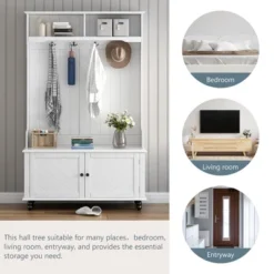 40" 3-in-1 Design Hall Tree With 4 Hooks, Coat Hanger And Entryway Storage Bench - ModernLuxe -Luxe Furniture Sale GUEST 03d8a13d 2005 4b7d a6a7 9b10cd599700
