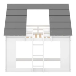 ModernLuxe Twin Over Twin Wood House Bunk Bed with Playful Roof and Ladder -Luxe Furniture Sale GUEST 04382b61 0b2a 425d 9693 2f2675760aac
