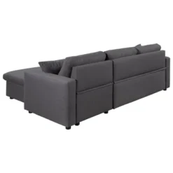 87.4"W Modern L-Shaped Sectional Sofa, Elegant Upholstered Sleeper Sofa Bed With Storage Chaise & 2 Throw Pillows, Gray - ModernLuxe 20 87.4"W Modern L-Shaped Sectional Sofa, Elegant Upholstered Sleeper Sofa Bed With Storage Chaise & 2 Throw Pillows, Gray - ModernLuxe -Luxe Furniture Sale GUEST 04c87446 f737 4baa b8f6 e06e54a8c654