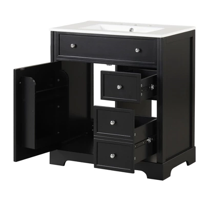 ModernLuxe 30-Inch Bathroom Vanity with Integrated Ceramic Sink Top and 2 Drawers 11 ModernLuxe 30-Inch Bathroom Vanity with Integrated Ceramic Sink Top and 2 Drawers - Image 9