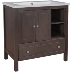 30" Bathroom Vanity With Ceramic Sink, Doors And Drawers - ModernLuxe 18 30" Bathroom Vanity With Ceramic Sink, Doors And Drawers - ModernLuxe -Luxe Furniture Sale GUEST 05364db8 9840 4810 a84c b1586632c727