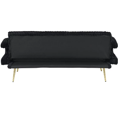 ModernLuxe Sofa Bed Corduroy Upholstered Sofa Convertible Couch Sleeper Sofa With Throw Pillow, Pink/Orange/Black/White 11 ModernLuxe Sofa Bed Corduroy Upholstered Sofa Convertible Couch Sleeper Sofa With Throw Pillow, Pink/Orange/Black/White - Image 9