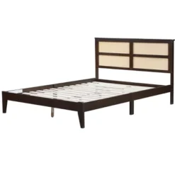 Queen/Full/King Size Rubber Wood Platform Bed With Rattan Headboard, Bed Frame With Support Legs - ModernLuxe 14 Queen/Full/King Size Rubber Wood Platform Bed With Rattan Headboard, Bed Frame With Support Legs - ModernLuxe -Luxe Furniture Sale GUEST 058cb8a9 ca85 486b 9365 74fe2d99357f
