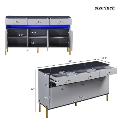 ModernLuxe Contemporary Dressing Table with Smart LED Lights and Marble Top 4 ModernLuxe Contemporary Dressing Table with Smart LED Lights and Marble Top - Image 2