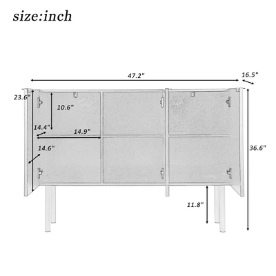 Modern Sideboard, Buffet Cabinet With Metal Handles & Legs And Adjustable Shelves-ModernLuxe 4 Modern Sideboard, Buffet Cabinet With Metal Handles & Legs And Adjustable Shelves-ModernLuxe - Image 2