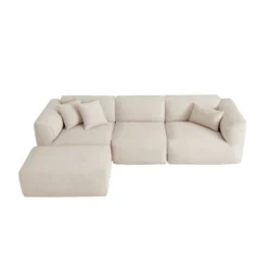 122.1"W Luxury Cloud 4-Seater Sofa Couch, Double-Needle Cut Velvet Sofa With Removable Ottoman And Pillows For Living Room - ModernLuxe -Luxe Furniture Sale GUEST 06147fc3 5780 4bc9 bdb7 63750a615e84