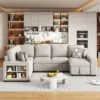 109"W U-Shaped Sectional Sofa, Pull-Out Sofa Bed With 2 USB Ports, A Storage Chaise Lounge And 4 Back Pillows 4B - ModernLuxe