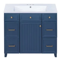 36" Bathroom Cabinet With Sink, Soft Close Doors And Drawers, Navy Blue - ModernLuxe 15 36" Bathroom Cabinet With Sink, Soft Close Doors And Drawers, Navy Blue - ModernLuxe -Luxe Furniture Sale GUEST 083a4941 aa89 435a a1a7 3819ac028b0e