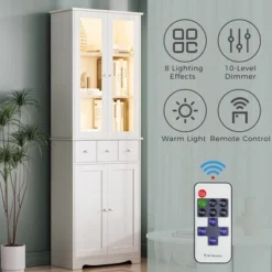 ModernLuxe 3-Tier Modern Bookshelf with LED Lights and Glass Doors - White 15 ModernLuxe 3-Tier Modern Bookshelf with LED Lights and Glass Doors - White -Luxe Furniture Sale GUEST 087978cf 6651 408b 9b42 92040a5ac011