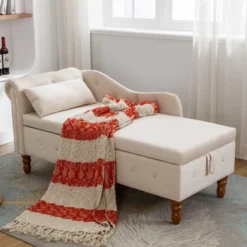 ModernLuxe Luxury Velvet Chaise Longue with Hidden Storage & Nailhead Trim