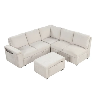 90.6" L-Shaped Padded Modular Sofa With Storage Space, Reversible Sectional Couch With USB Ports, And Cup Holders On The Armrests 4W-ModernLuxe 7 90.6" L-Shaped Padded Modular Sofa With Storage Space, Reversible Sectional Couch With USB Ports, And Cup Holders On The Armrests 4W-ModernLuxe - Image 5