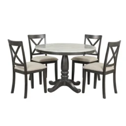 ModernLuxe 5-Piece Round Dining Set with Faux Marble Table and 4 Upholstered Chairs 15 ModernLuxe 5-Piece Round Dining Set with Faux Marble Table and 4 Upholstered Chairs -Luxe Furniture Sale GUEST 08dc5190 5df6 4f97 ba5e f974115655b4