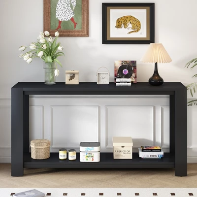 59.8"W Minimalist Console Table With Bottom Shelf And 4 Legs, Entryway Table 4B - ModernLuxe 3 59.8"W Minimalist Console Table With Bottom Shelf And 4 Legs, Entryway Table 4B - ModernLuxe