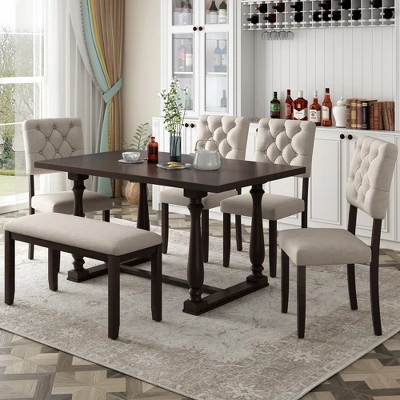 ModernLuxe 6-Piece Dining Table Set with 4 Chairs and Upholstered Bench 14 ModernLuxe 6-Piece Dining Table Set with 4 Chairs and Upholstered Bench - Image 12