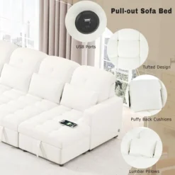 ModernLuxe 110.2" U-Shaped Sectional Sofa Bed with Dual Storage & USB -Luxe Furniture Sale GUEST 0a0b5580 2809 4de4 89a8 1ce168813677