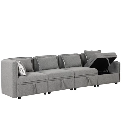 122.8" Minimalist Convertible Modular Sofa, Upholstered Sectional Sofa Couch With 5 Pillows-ModernLuxe 10 122.8" Minimalist Convertible Modular Sofa, Upholstered Sectional Sofa Couch With 5 Pillows-ModernLuxe - Image 9