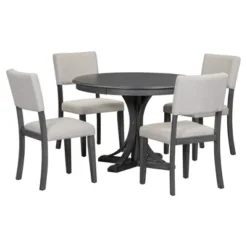 5 PCS Retro Round Dining Table Set With Curved Trestle Style Table And 4 Upholstered Chairs-ModernLuxe -Luxe Furniture Sale GUEST 0bfc19f1 d5f7 435d 8b9e 74c31d7728de