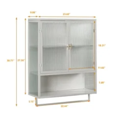 23.62" Glass Door Wall Cabinet With 2-Tier Enclosed Storage, Open Shelves And Towel Rack, White - ModernLuxe 15 23.62" Glass Door Wall Cabinet With 2-Tier Enclosed Storage, Open Shelves And Towel Rack, White - ModernLuxe -Luxe Furniture Sale GUEST 0c142870 b940 4d23 abcb 5958fea59919