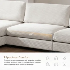 ModernLuxe 134" Oversized Corduroy Sectional Sofa with USB & Cup Holders -Luxe Furniture Sale GUEST 0cbde924 c8e5 4677 81e9 e94dd58c6bbb