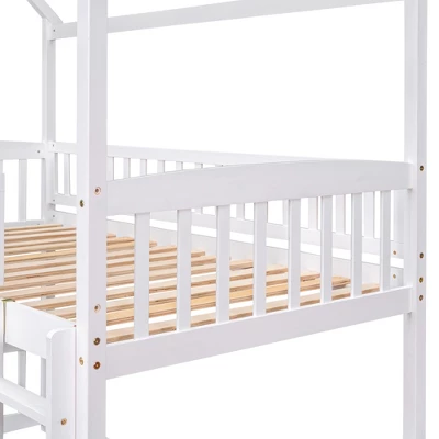 ModernLuxe Twin Over Twin House Bunk Bed with Slide and Ladder 11 ModernLuxe Twin Over Twin House Bunk Bed with Slide and Ladder - Image 9
