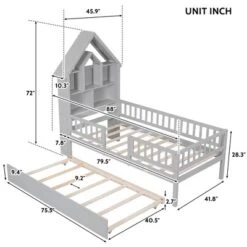ModernLuxe Twin Size House-Shaped Headboard Platform Bed with Trundle and Safety Rail -Luxe Furniture Sale GUEST 0e258129 114a 4513 b25e e2eb2e93e72a