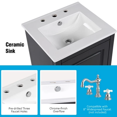 20"W Bathroom Vanity With Sink, Multi-Functional Bathroom Cabinet With Door Shelf, Drawer And Soft-closing Door -ModernLuxe 5 20"W Bathroom Vanity With Sink, Multi-Functional Bathroom Cabinet With Door Shelf, Drawer And Soft-closing Door -ModernLuxe - Image 3