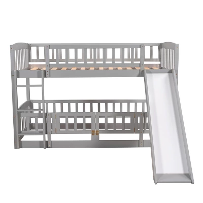 ModernLuxe Twin Over Twin Low Bunk Bed with Slide and Ladder 5 ModernLuxe Twin Over Twin Low Bunk Bed with Slide and Ladder - Image 3