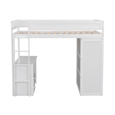 ModernLuxe Wood Loft Bed with Wardrobe and 2-Drawer Integrated Desk 7 ModernLuxe Wood Loft Bed with Wardrobe and 2-Drawer Integrated Desk - Image 5