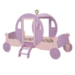 Twin Size Princess Carriage Bed With Crown, Wood Platform Car Bed With Stair-ModernLuxe -Luxe Furniture Sale GUEST 0fd14f34 e065 4486 b9a3 bbf6db87ae83