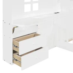 Twin/Full Size House Bed With Window Platform Bed Frame With Bedside Drawers, Shelves, A Set Of Sockets And USB Port, White-ModernLuxe -Luxe Furniture Sale GUEST 0fdcf752 0587 4a53 95d6 093c0fdf631c