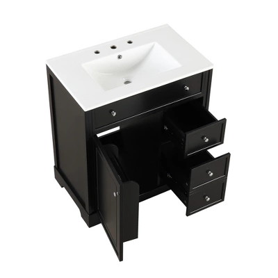 ModernLuxe 30-Inch Bathroom Vanity with Integrated Ceramic Sink Top and 2 Drawers 12 ModernLuxe 30-Inch Bathroom Vanity with Integrated Ceramic Sink Top and 2 Drawers - Image 10