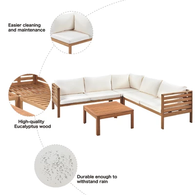 ModernLuxe Japanese-Style Acacia Wood Outdoor Sofa Set with Coffee Table 8 ModernLuxe Japanese-Style Acacia Wood Outdoor Sofa Set with Coffee Table - Image 6