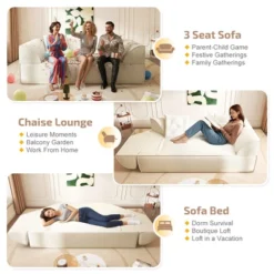 ModernLuxe 3-in-1 Convertible Sofa Bed with Sparkling Chenille & 2 Pillows -Luxe Furniture Sale GUEST 10afcf66 1e3e 43c1 87a1 846cee25266b