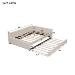 Full/Queen Size Upholstered Platform Bed With USB Ports, Modern Daybed With Trundle, Beige - ModernLuxe 13 Full/Queen Size Upholstered Platform Bed With USB Ports, Modern Daybed With Trundle, Beige - ModernLuxe -Luxe Furniture Sale GUEST 1126c0eb 1e8e 44d8 9c68 1f82d3fbefed