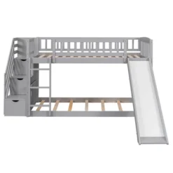 ModernLuxe Stairway Twin Over Twin Bunk Bed with Slide and Storage Drawers -Luxe Furniture Sale GUEST 11780159 196e 41f7 bac7 3e6c69488cef