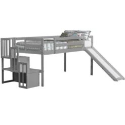 ModernLuxe Twin Size Loft Bed with Reversible Slide and Staircase Storage -Luxe Furniture Sale GUEST 117bafb7 2d3d 439e a890 580267b9e989