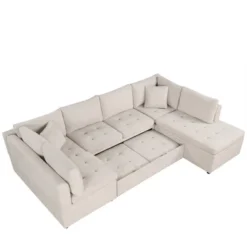 117.3"W Oversized Sectional Sofa U- Shaped Sofa Couch Pull-out Sofa Bed With Two Throw Pillows - ModernLuxe 24 117.3"W Oversized Sectional Sofa U- Shaped Sofa Couch Pull-out Sofa Bed With Two Throw Pillows - ModernLuxe -Luxe Furniture Sale GUEST 11a9f4d3 c996 43d0 adcf 2dea16a86918