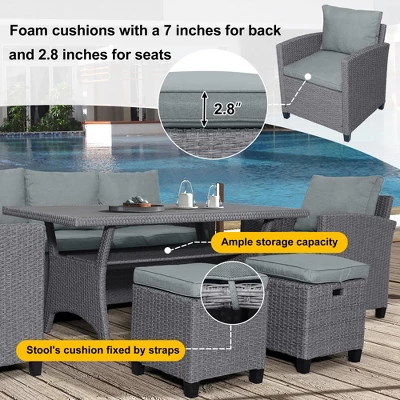 ModernLuxe 6-Piece Outdoor Rattan Wicker Patio Conversation & Dining Set 7 ModernLuxe 6-Piece Outdoor Rattan Wicker Patio Conversation & Dining Set - Image 5