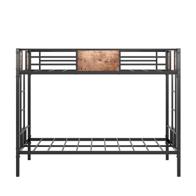 ModernLuxe Twin Over Twin Metal Bunk Bed with Safety Guardrails - Black 5 ModernLuxe Twin Over Twin Metal Bunk Bed with Safety Guardrails - Black - Image 3