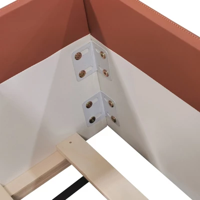 ModernLuxe Upholstered Daybed with Safety Fence and Stairs - Brown & White 11 ModernLuxe Upholstered Daybed with Safety Fence and Stairs - Brown & White - Image 9