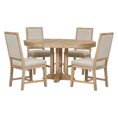 ModernLuxe 5-Piece Extendable Dining Set with Round Table and 4 Upholstered Chairs 8 ModernLuxe 5-Piece Extendable Dining Set with Round Table and 4 Upholstered Chairs - Image 6