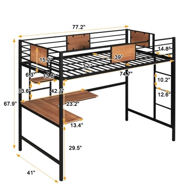 ModernLuxe Twin Metal Loft Bed with Integrated Desk and Storage Shelves 4 ModernLuxe Twin Metal Loft Bed with Integrated Desk and Storage Shelves - Image 3