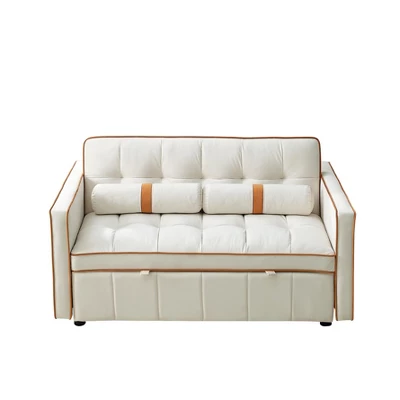 55.5" Pull Out Sleeper Sofa Bed, Upholstered Loveseat Sofa Couch With Side Pockets, Adjustable Backrest, And Lumbar Pillows-ModernLuxe 5 55.5" Pull Out Sleeper Sofa Bed, Upholstered Loveseat Sofa Couch With Side Pockets, Adjustable Backrest, And Lumbar Pillows-ModernLuxe - Image 3