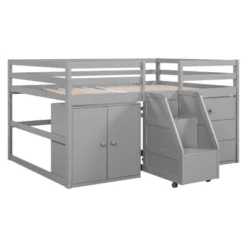 ModernLuxe Full Size Functional Loft Bed with Integrated Cabinets, Drawers, and Wardrobe Staircase 15 ModernLuxe Full Size Functional Loft Bed with Integrated Cabinets, Drawers, and Wardrobe Staircase -Luxe Furniture Sale GUEST 13b7eed9 28f8 41d2 a798 fce18433712b